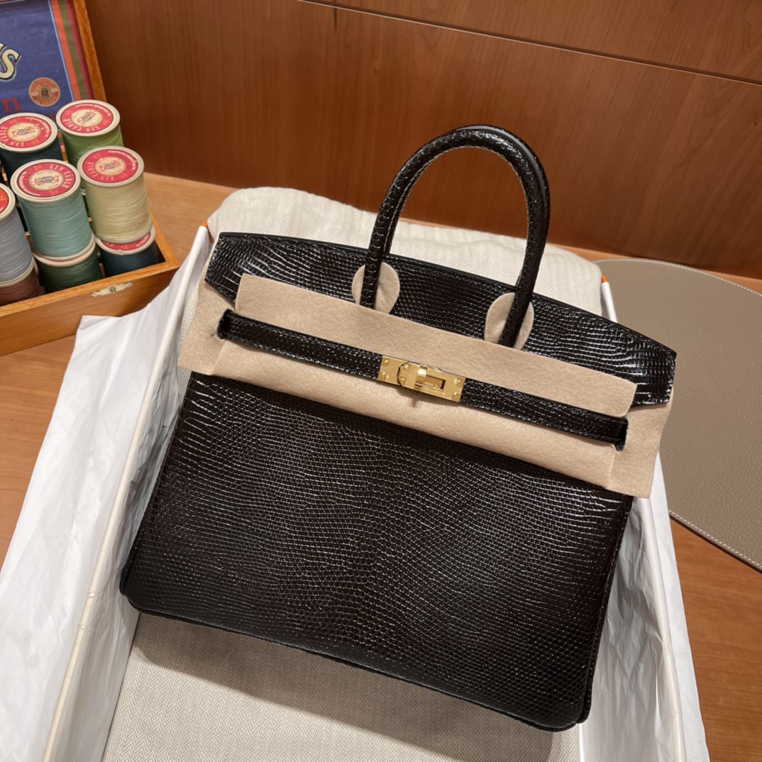 에르메스 버킨백25 블랙 금장 리자드 가죽